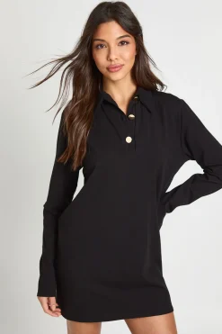 boohoo Robe T-shirt à col et boutons dorés<Femme Robes T-Shirt|Robes
