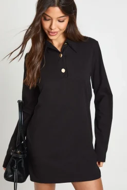 boohoo Robe T-shirt à col et boutons dorés<Femme Robes T-Shirt|Robes