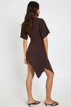 boohoo Robe T-shirt Col Rond Avec Épaulettes Et Détail Drapé<Femme Robes T-Shirt|Robes