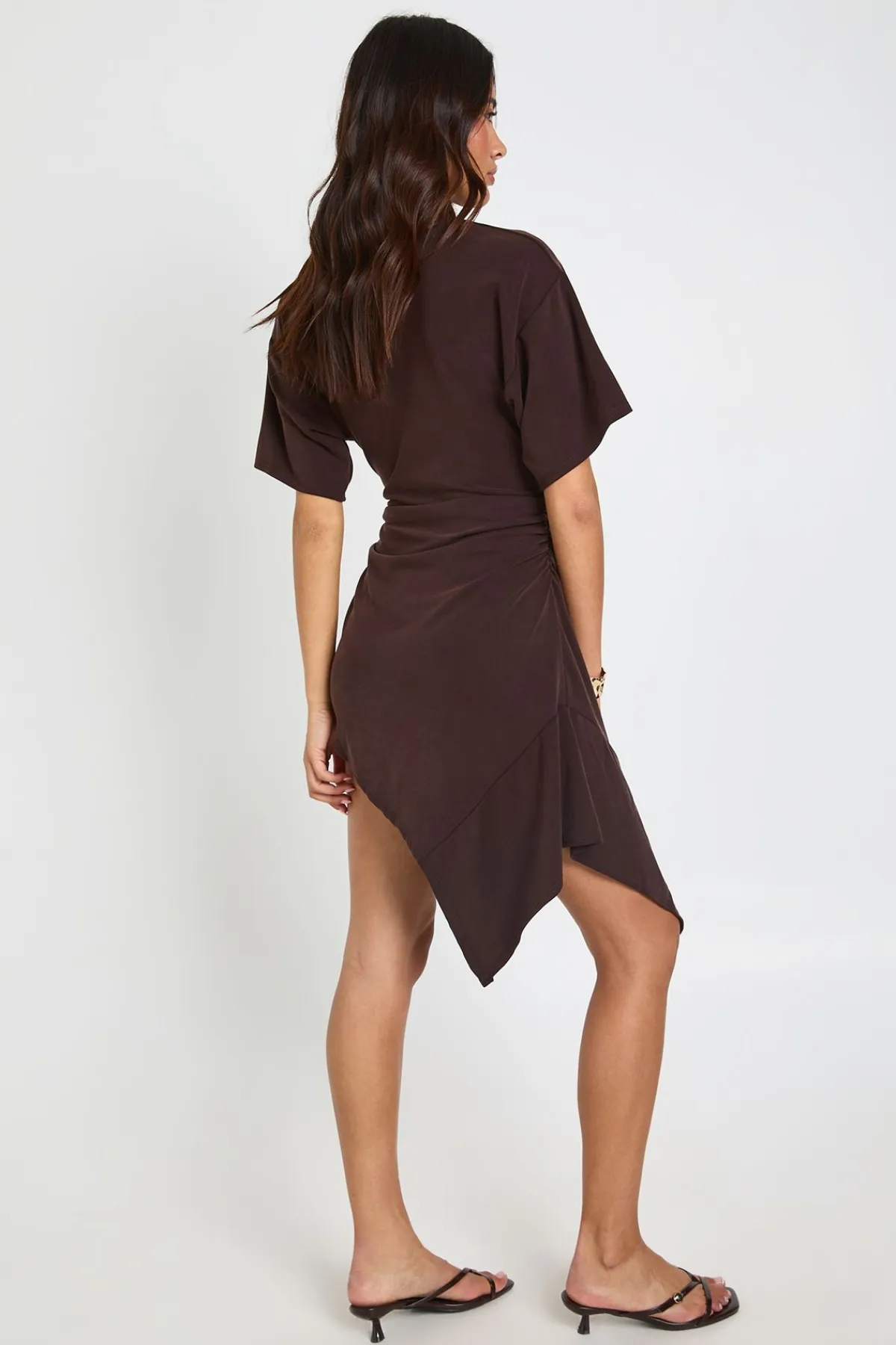 boohoo Robe T-shirt Col Rond Avec Épaulettes Et Détail Drapé<Femme Robes T-Shirt|Robes