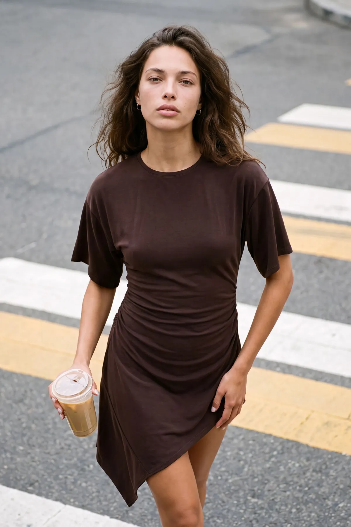boohoo Robe T-shirt Col Rond Avec Épaulettes Et Détail Drapé<Femme Robes T-Shirt|Robes