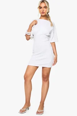Robe T-shirt à côtes froncée