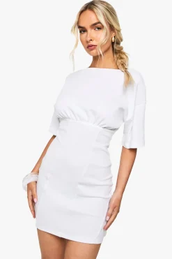Robe T-shirt à côtes froncée