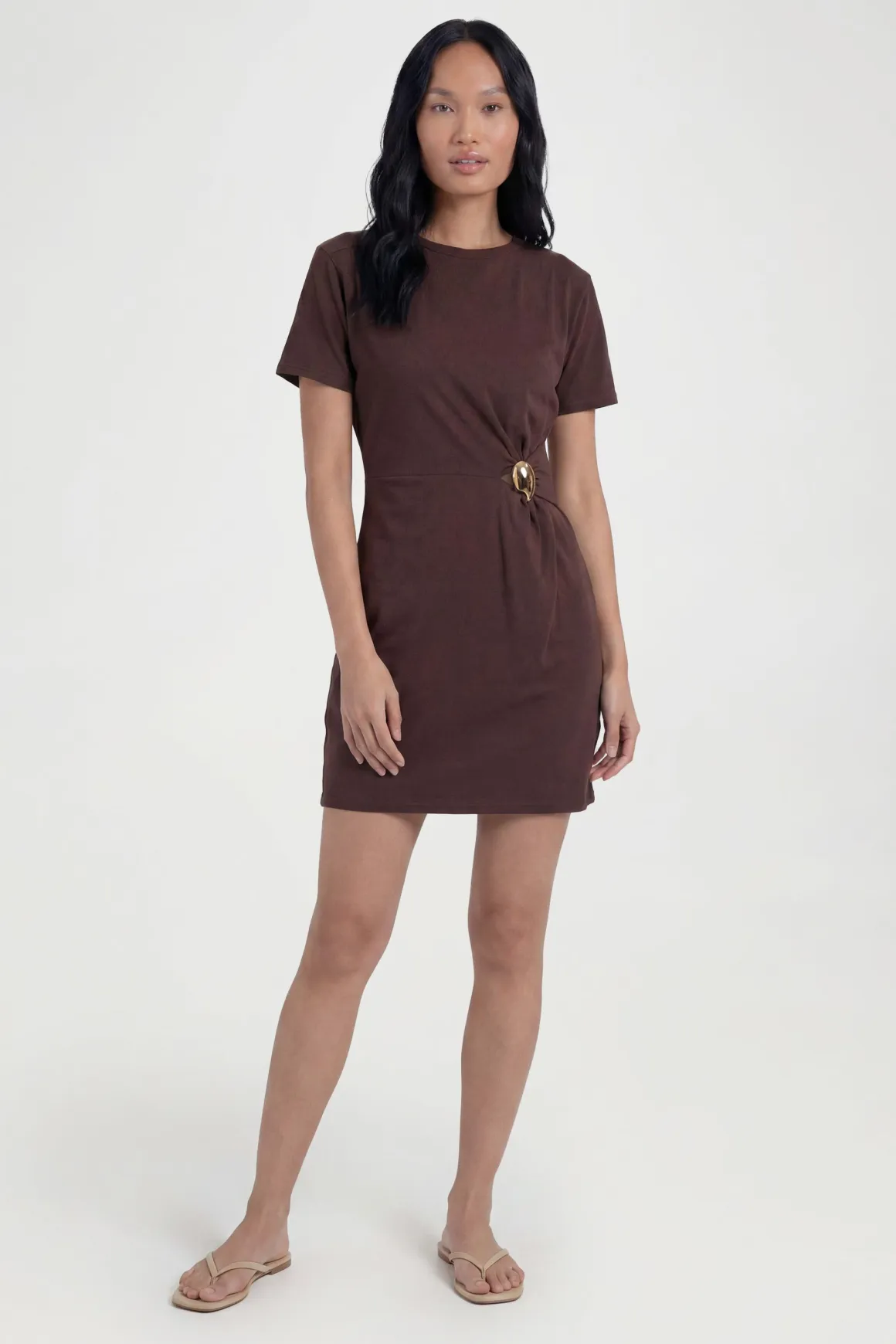 Robe T-shirt À Détail Doré