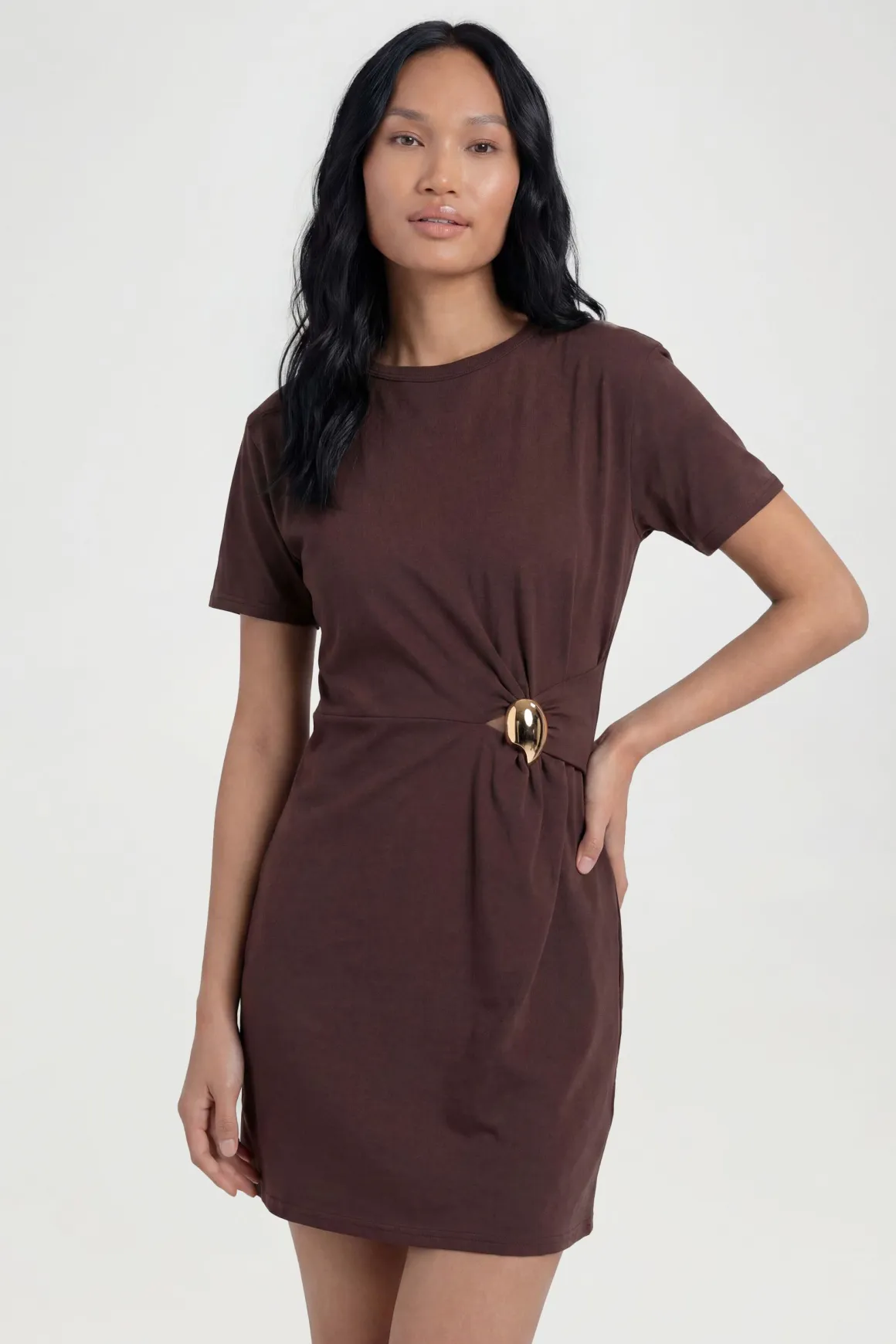 Robe T-shirt À Détail Doré