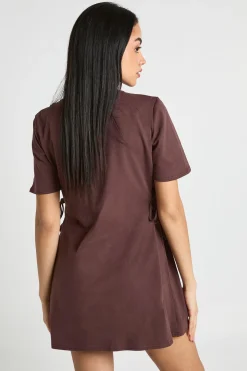 Robe T-shirt En Coton Avec Détail Noué Sur Le Côté
