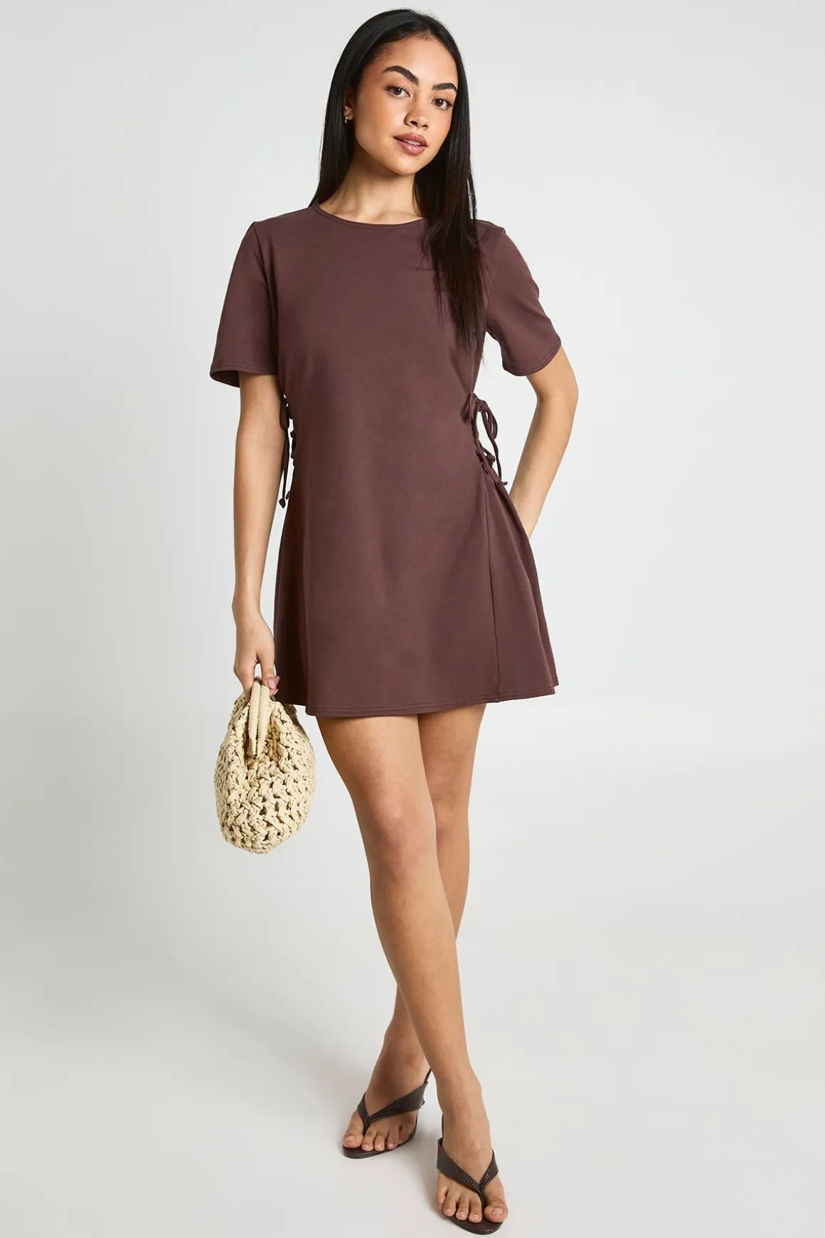 Robe T-shirt En Coton Avec Détail Noué Sur Le Côté