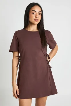 Robe T-shirt En Coton Avec Détail Noué Sur Le Côté