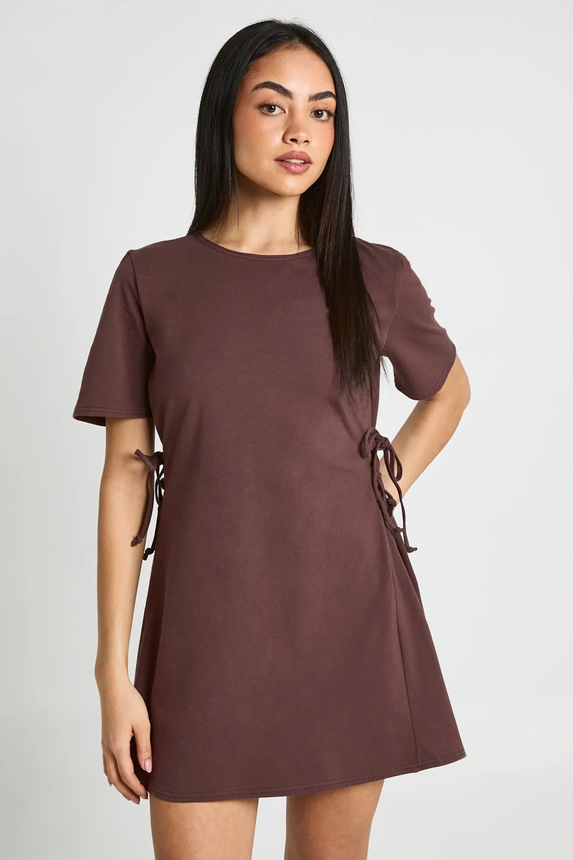 Robe T-shirt En Coton Avec Détail Noué Sur Le Côté