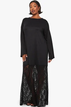 robe-t-shirt en dentelle à manches longues