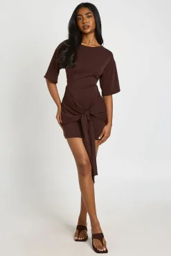 Robe T-shirt En Jersey Premium Avec Nœud Devant