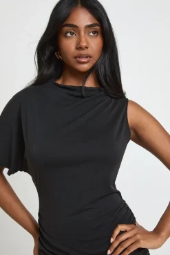 boohoo Robe T-shirt Froncée Asymétrique À Une Épaule<Femme Robes T-Shirt|Robes