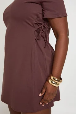 Robe T-shirt Grande Taille En Coton Avec Détail Noué Sur Le Côté