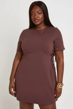 Robe T-shirt Grande Taille En Coton Avec Détail Noué Sur Le Côté