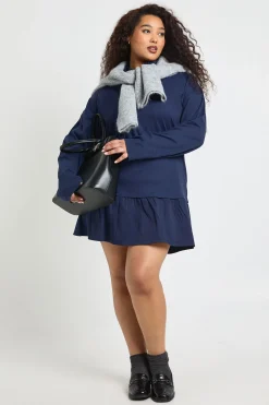 boohoo Robe T-Shirt Grande Taille à Ourlet Volants<Femme Looks Preppy|Robes À Manches Longues
