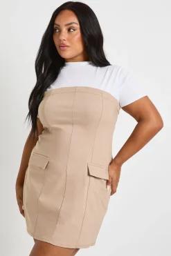 Robe t-shirt grande taille à rayures fines et détail bandeau