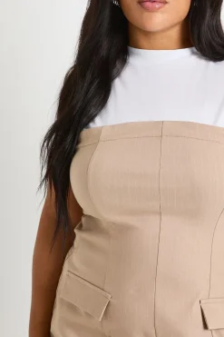 Robe t-shirt grande taille à rayures fines et détail bandeau
