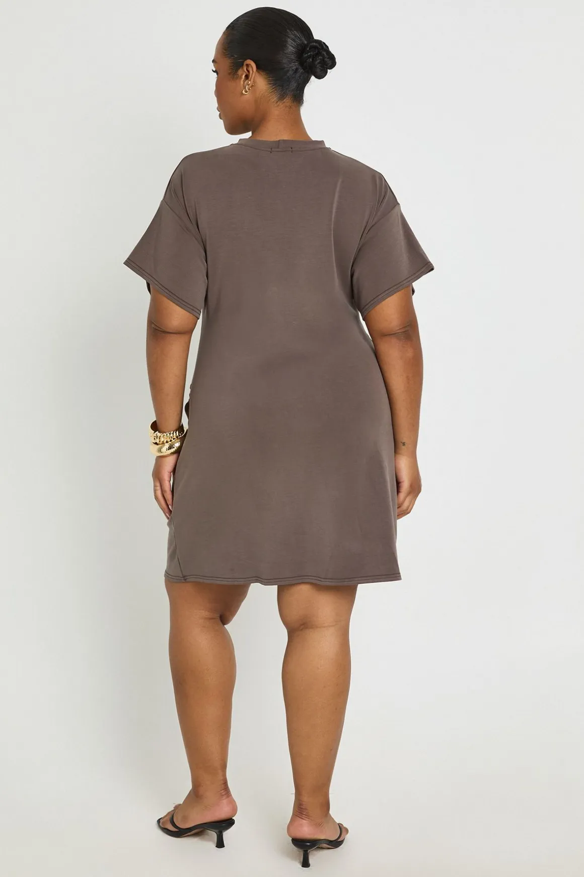 Robe T-shirt Grande Taille À Taille Froncée