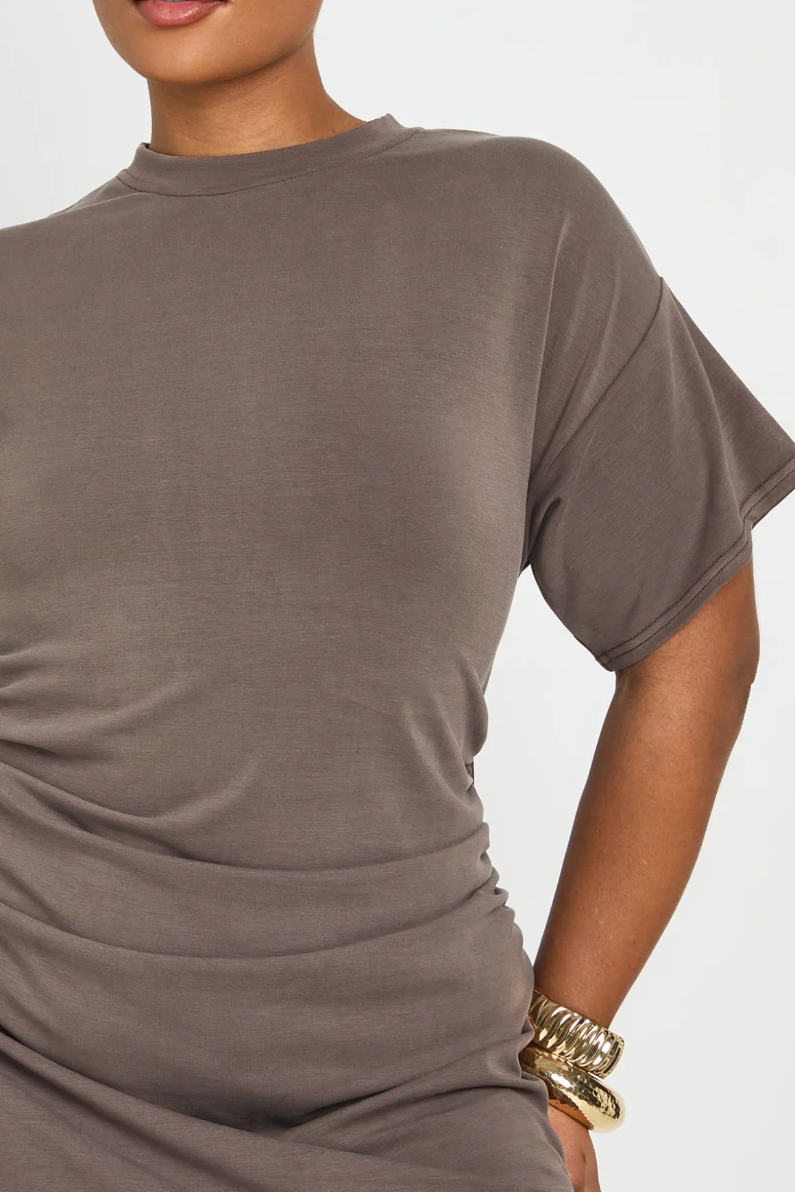 Robe T-shirt Grande Taille À Taille Froncée
