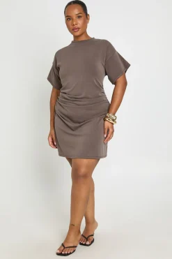 Robe T-shirt Grande Taille À Taille Froncée