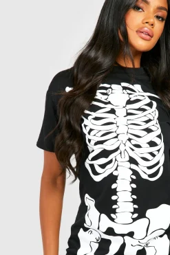 Robe T-shirt à imprimé squelette Halloween