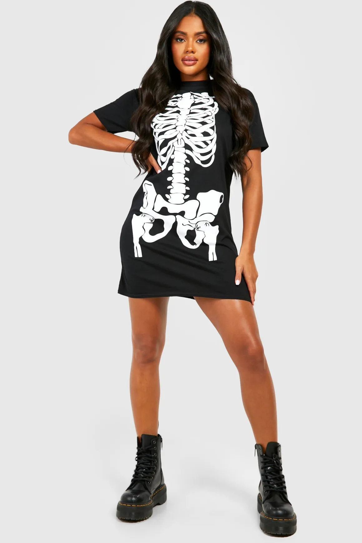 Robe T-shirt à imprimé squelette Halloween