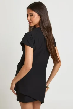 Robe T-shirt À Manches Courtes Double Épaisseur Ourlet Asymétrique