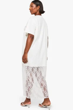 Robe t-shirt midaxi avec détails en dentelle