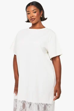 Robe t-shirt midaxi avec détails en dentelle