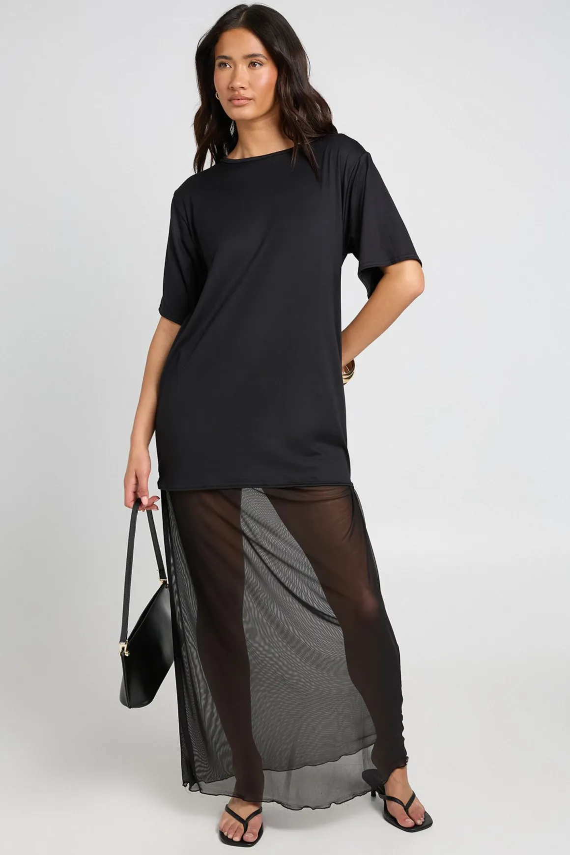 Robe T-shirt À Ourlet En Mesh
