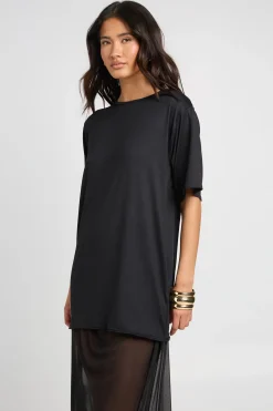 Robe T-shirt À Ourlet En Mesh