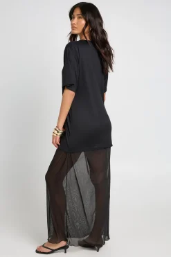 Robe T-shirt À Ourlet En Mesh
