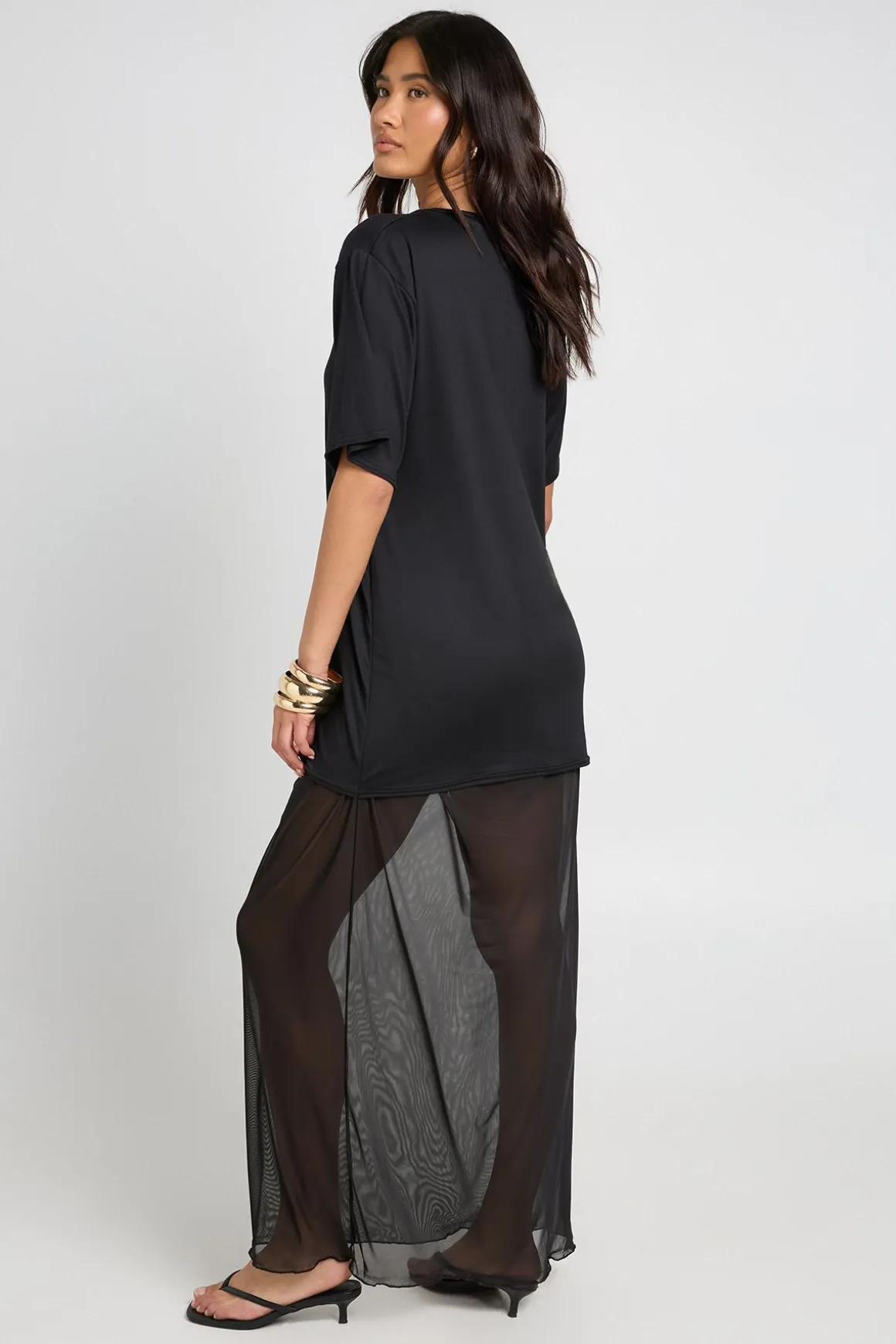 Robe T-shirt À Ourlet En Mesh