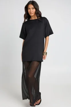 Robe T-shirt À Ourlet En Mesh