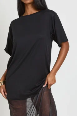 Robe T-shirt À Ourlet En Mesh Imprimé Léopard