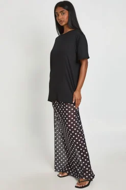 boohoo Robe T-shirt À Ourlet En Mesh Imprimé À Pois<Femme Pois|Robes T-Shirt