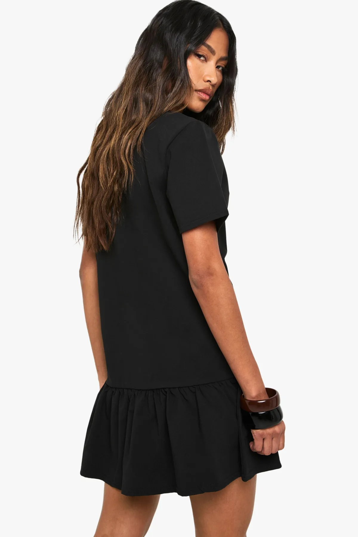 boohoo Robe T-shirt à ourlet frangé et effet smock<Femme Robes T-Shirt|Robes