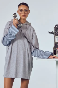 Robe T-shirt Oversize En Coton À Manches Rayées