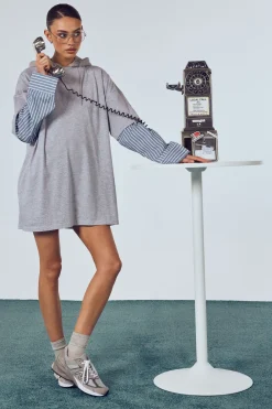 Robe T-shirt Oversize En Coton À Manches Rayées