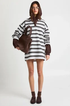 Robe T-shirt Oversize À Rayures Avec Col