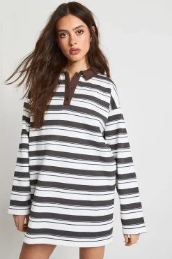 Robe T-shirt Oversize À Rayures Avec Col