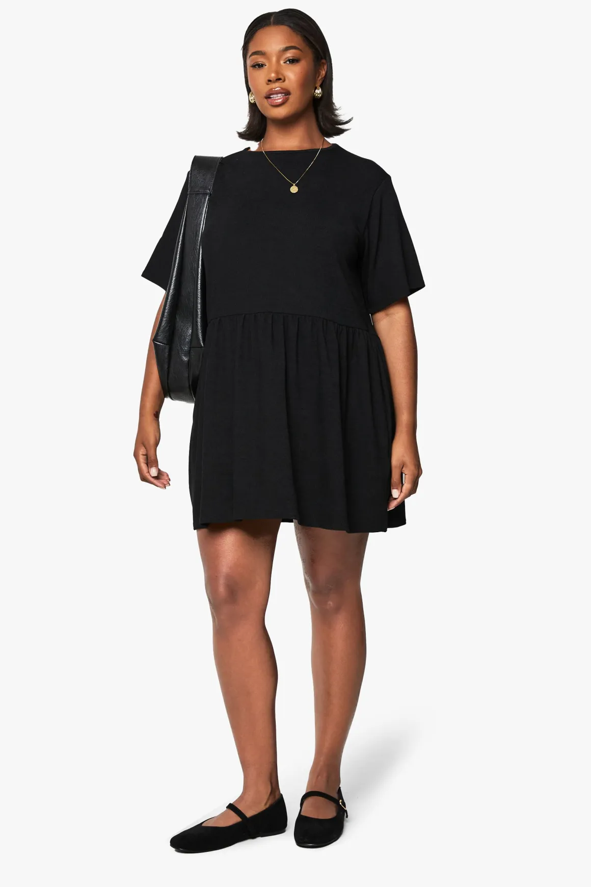 Robe t-shirt smock en côte grande taille