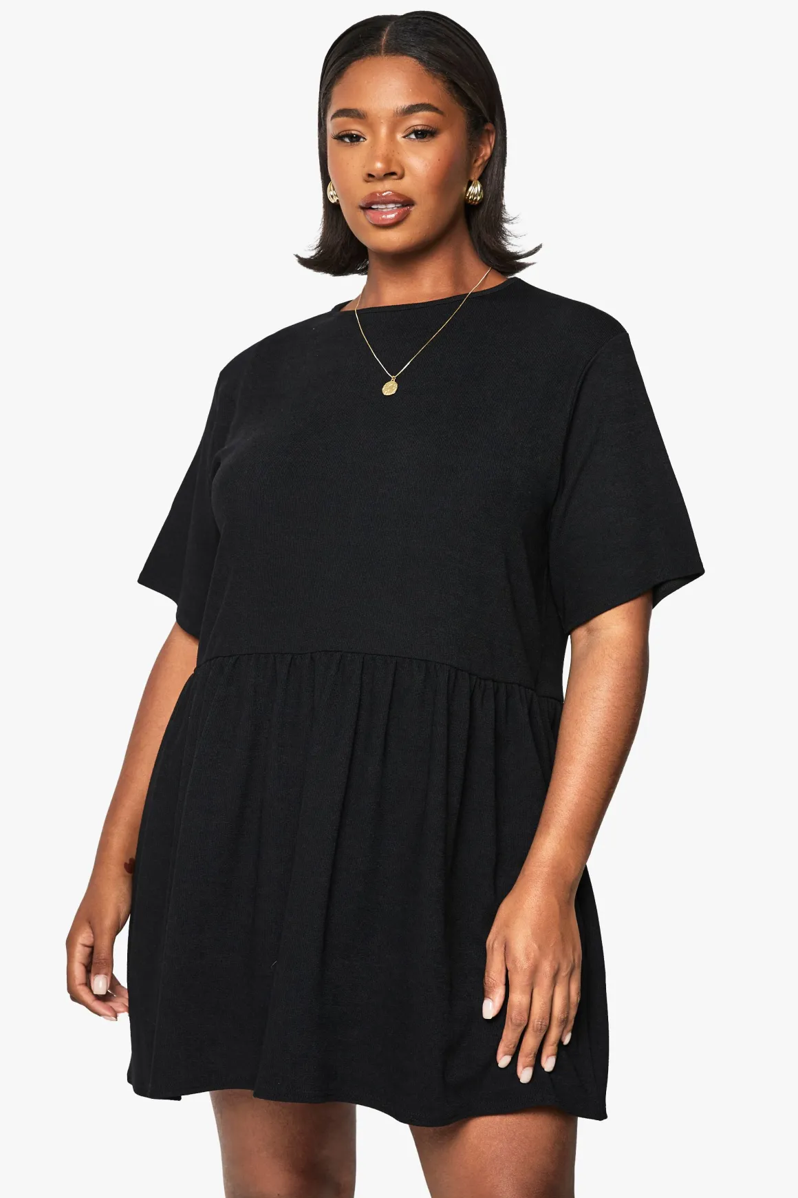 Robe t-shirt smock en côte grande taille
