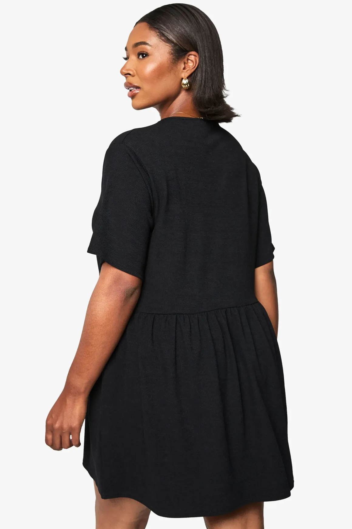 Robe t-shirt smock en côte grande taille