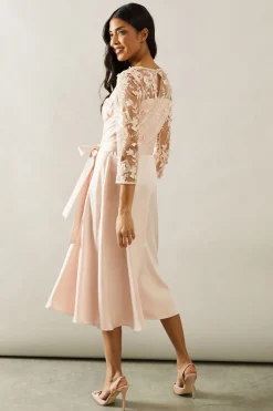 Wallis Robe Évasée d'Occasion en Satin avec Superposition de Tulle<Femme Robes Mi-Longues|Satin Et Dentelle