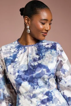 Robe Volumineuse en Jacquard de Satin Imprimé