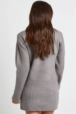 Roll Neck Chunky Knit Mini Dress