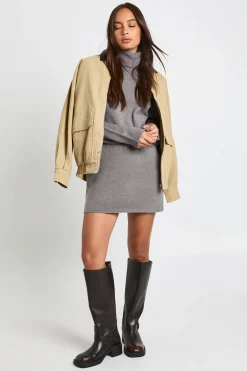 Roll Neck Chunky Knit Mini Dress