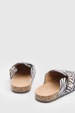 boohoo Sabots En Synthétique Imprimé Avec Détail Boucle< Zebra Print|Chaussures Plates