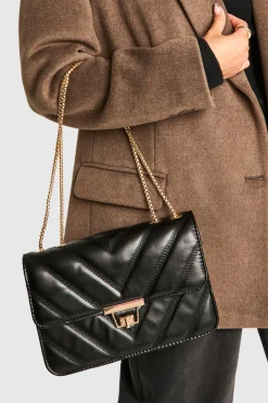 Sac bandoulière à chaîne en synthétique matelassé